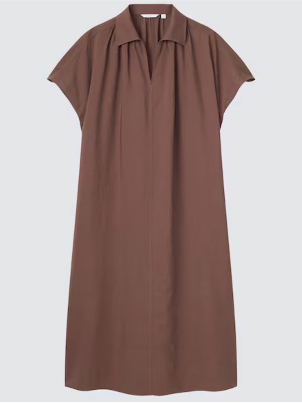 Uniqlo Brown linen Collared kaftan Dress